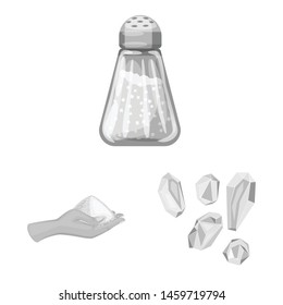 Vector illustration of salt and food symbol. Set of salt and mineral stock symbol for web.