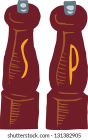 Vector illustration of salt and pepper grinders