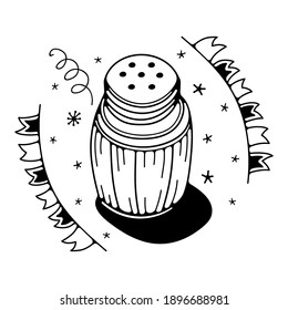 Vector illustration with a salt shaker. Isolated on a white background. Cute doodle illustrations.