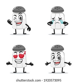 vector illustration of salt shaker mascot or character collection set with expression theme