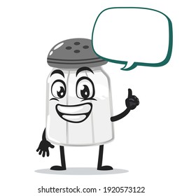 vector illustration of salt shaker mascot or character says with blank balloon speech