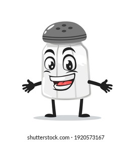 vector illustration of salt shaker mascot or character open hand