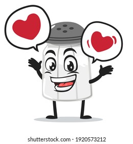 vector illustration of salt shaker mascot or character says with love in bubble speech