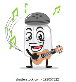 vector illustration of salt shaker mascot or character playing guitar