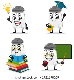 vector illustration of salt shaker mascot or character collection set with education theme