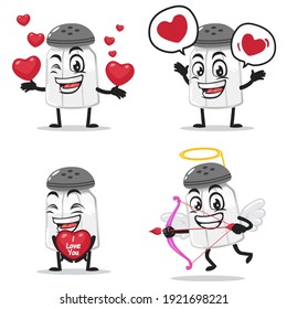 ilustración vectorial de mascota o colección de personajes de salero shaker con tema de amor o valentina o amor