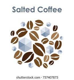 vector illustration for salted coffee mixed circle for round badge or emblem