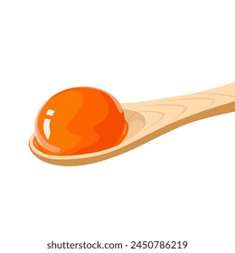 Vector illustration, salted egg yolk on a wooden spoon, isolated on white background.