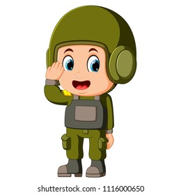 vector illustration of Saluting soldier
