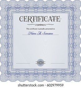 Vector illustration of Sample certificate or diploma. Border, frame.Retro design. With complex background. 
