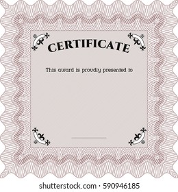 Vector illustration of Sample certificate in pink color
