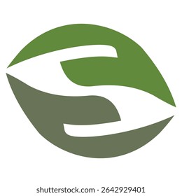 logotipo de exemplo de ilustração de vetor como a forma de folhas sobrepostas viradas uma para a outra de cabeça para baixo.