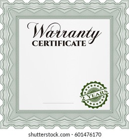 Vector illustration of Sample Warranty certificate icon in green.
