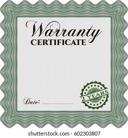 Vector illustration of Sample Warranty certificate template. Vector illustration. Easy to print. Complex border. 
