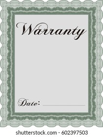 Vector Illustration of Sample Warranty certificate Green Color
