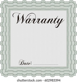 Vector illustration of Sample Warranty certificate template. Complex design. With background. Retro design. 
