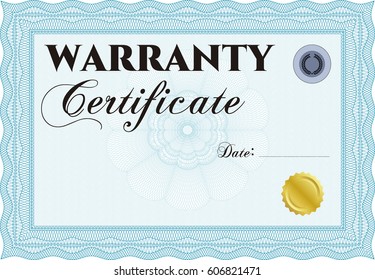 Vector Illustration of Sample Warranty certificate template in blue color