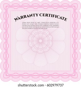 Vector illustration of Sample Warranty template. Retro design. With great quality guillotine pattern. 
