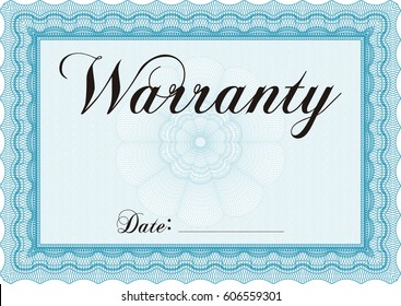 Vector Illustration of Sample Warranty template. Complex border. Very Detailed. Easy to print. 
