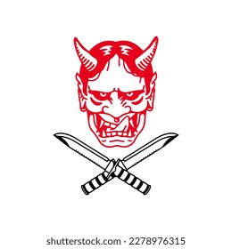 vector illustration of samurai and knife