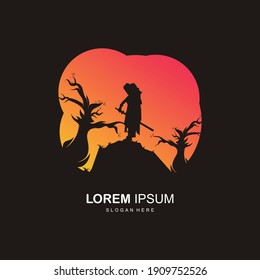 ilustración vectorial del diseño del logotipo samurai, silueta samurai