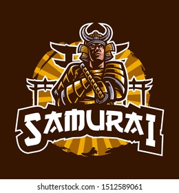 Vector illustration of samurai mascot