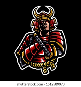 Vector illustration of samurai mascot