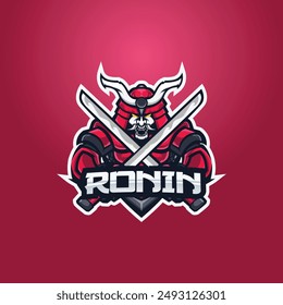 Vector Illustration Of Samurai Mascot Esport Logo Design For Gaming Club