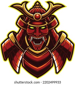 Vector illustration of samurai mascot logo template for esport and sport logo team