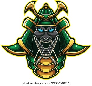 Vector illustration of samurai mascot logo template for esport and sport logo team