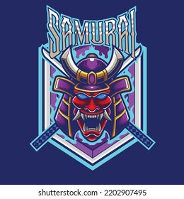 Vector illustration of samurai mascot logo template for esport and sport logo team