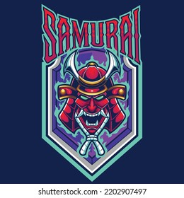 Vector illustration of samurai mascot logo template for esport and sport logo team