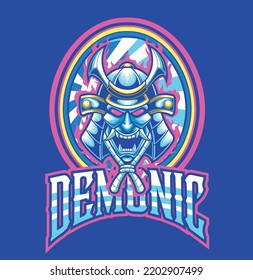 Vector illustration of samurai mascot logo template for esport and sport logo team
