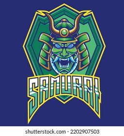Vector illustration of samurai mascot logo template for esport and sport logo team
