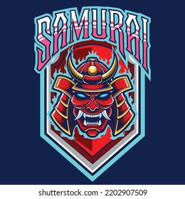Vector illustration of samurai mascot logo template for esport and sport logo team