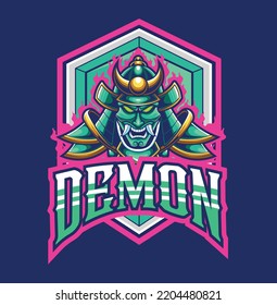 Vector illustration of samurai mascot logo template for esport and sport logo team