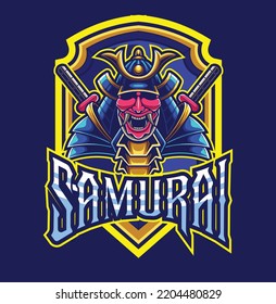 Vector illustration of samurai mascot logo template for esport and sport logo team