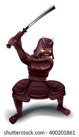 Vector illustration of a samurai with sword