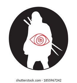 vector illustration of samurai symbol graphic design, icon, art tattoo sketch, logo, hand draw, use in print