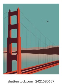 Vektorgrafik. San Francisco, Kalifornien. Poster, Banner, Postkartendesign. Paketdesign.