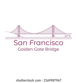 Vector illustration San Francisco Golned Gate Bridge.