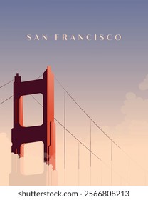 Vector illustration. San Francisco, poster, banner, postcard, cover. Modern design, tourism.