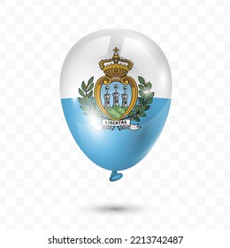 Vector illustration of San Marino country flag balloon on transparent background (PNG). Flying flag balloons for Independence Day celebrations.