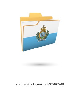 Vector illustration of San Marino flag isolated in file folder on white background.