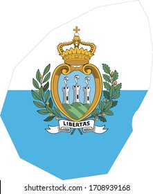 vector illustration of San Marino map with flag