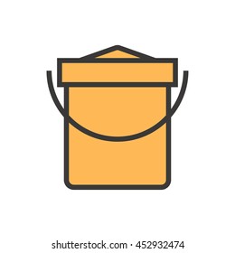 Vector illustration of a sand bucket. Sand castle building. Summer and travel icon.