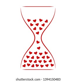 Vector illustration with sand clock and hearts for speed dating event, speed dating party, love party, fast dating, speed date. Romance, romantic date, relationship, love, time. Vector EPS 10.