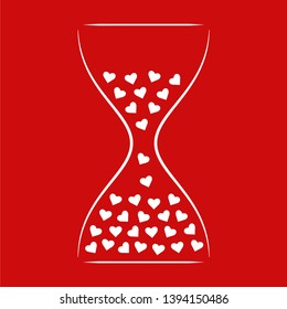 Vector Illustration With Sand Clock And Hearts For Speed Dating Event, Speed Dating Party, Love Party, Fast Dating, Speed Date. Romance, Romantic Date, Relationship, Love. Vector EPS 10.