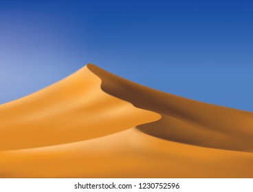 A vector illustration of a sand dune against a clear blue sky