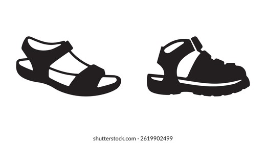 Vector illustration of sandal icon silhouettes